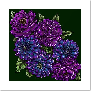 Bi Dahlias and Peonies Posters and Art